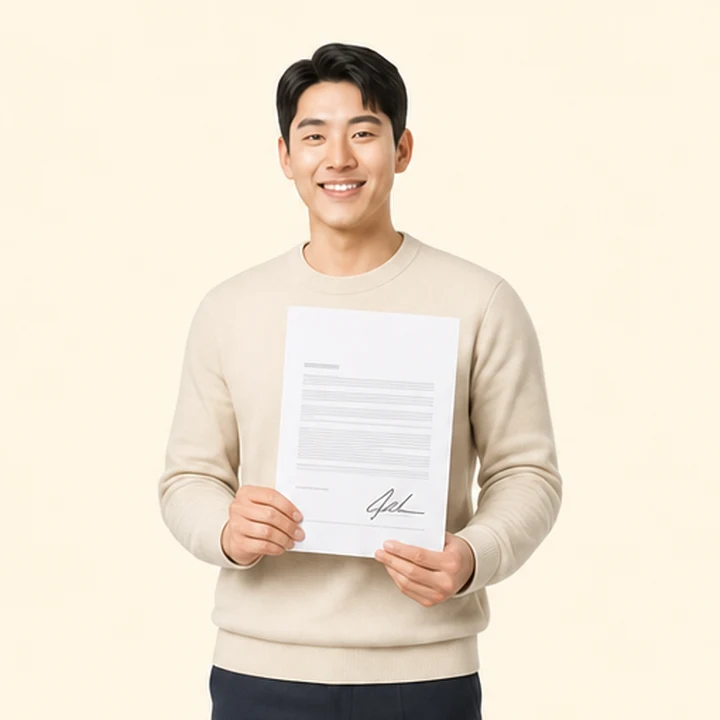 신용불량자 스타리아 장기렌트 서면 견적서를 들고 있는 고객